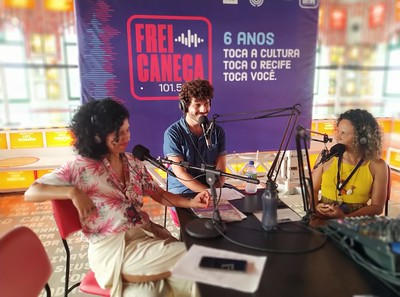 Janaína Serra, Alex Carvalho e Priscila Xavier: comunicadores da Frei Caneca FM
